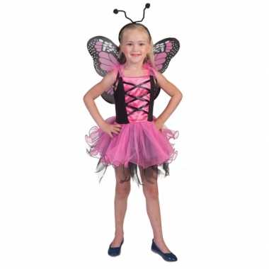 Roze vlinderfeeen carnavalskleding meisjes