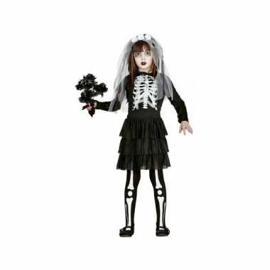 Skelet bruid meisjes carnavalskleding zwart wit