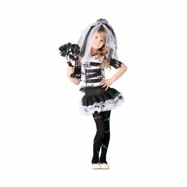 Zombie bruid meisjes carnavalskleding zwart wit